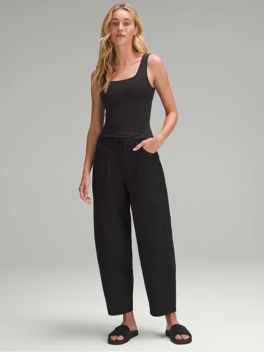 Lululemon City Sleek Barrel-Leg Pant Light Utilitech Black Cotton Blend Ankle